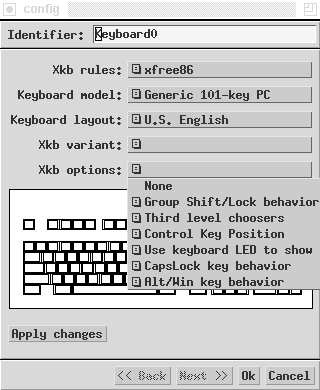 xf86cfg keyboard menu