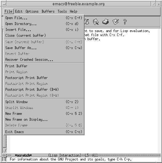 Emacs files menu