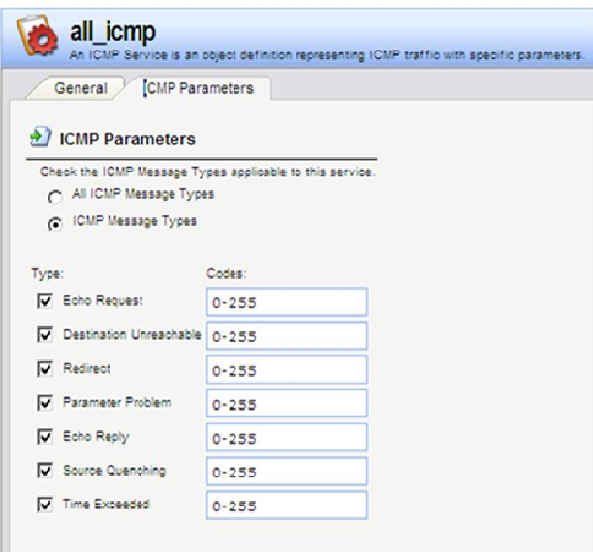 Пример конфигурирования параметров ICMP-протокола