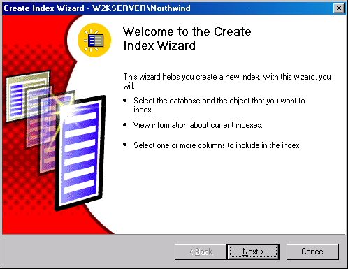     Create Index Wizard