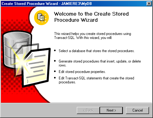     Create Stored Procedure Wizard (  )