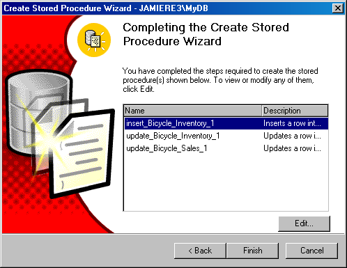    Completing the Create Stored Procedure Wizard