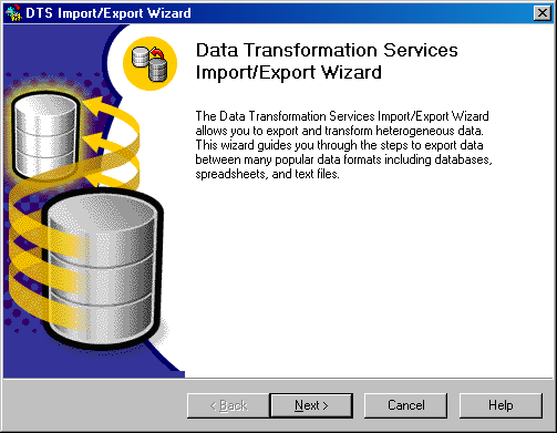    Data Transformation Services Import/Export Wizard
