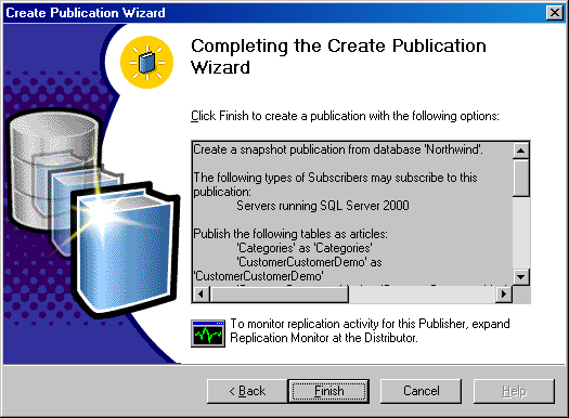  Completing the Create Publication Wizard