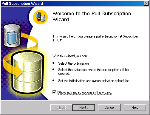   Pull Subscription Wizard
