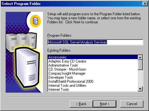   Select Program Folder (   )