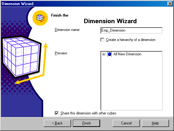 Finish the Dimension Wizard (   )