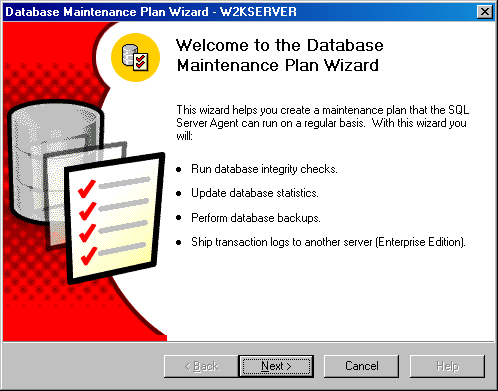    Database Maintenance Plan Wizard