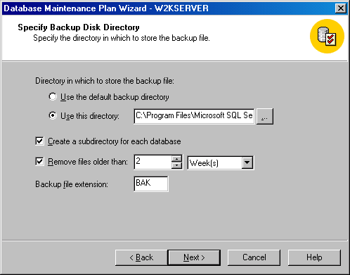  Specify Backup Disk Directory (    )