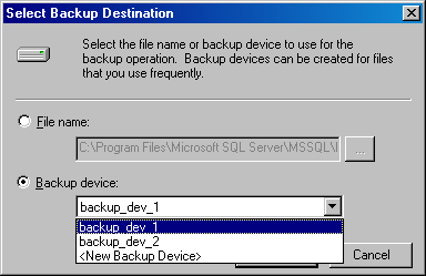   Select Backup Destination