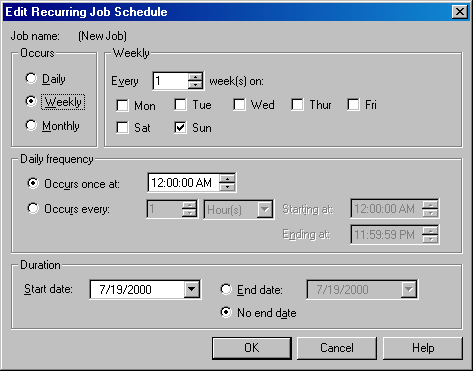  Edit Recurring Job Schedule (   )