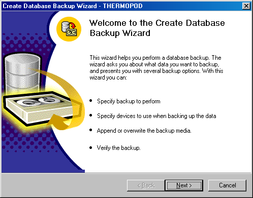    Create Database Backup Wizard
