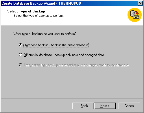 Select Type of Backup
