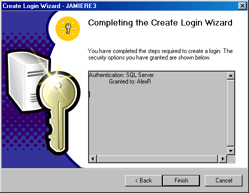  Completing the Create Login Wizard (  )