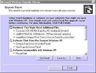 Программа Windows XP Professional Upgrade Advisor проверит систему на предмет совместимости с Windows XP Professional
