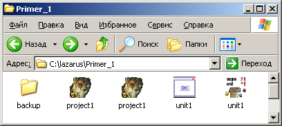 Файлы проекта в Windows